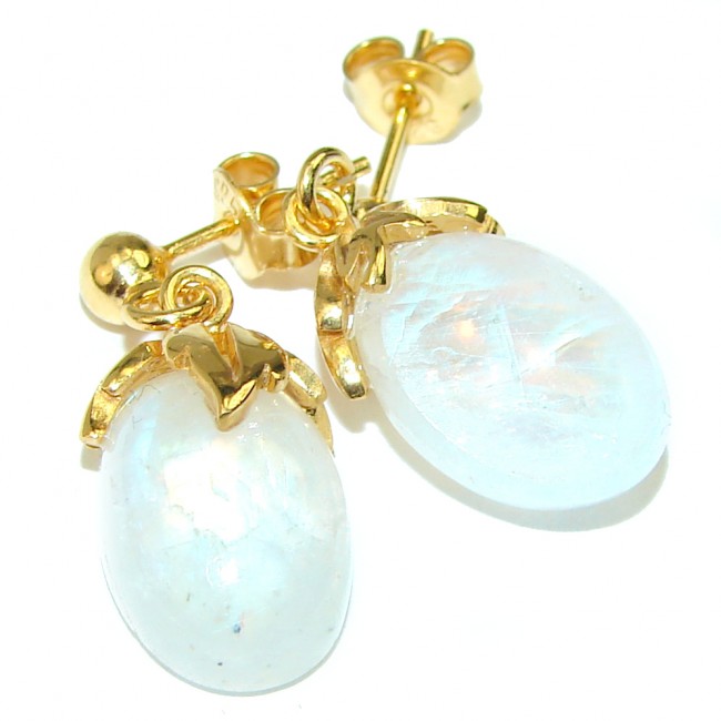 Great Moonstone 14K Gold over .925 Sterling Silver handcrafted Earrings