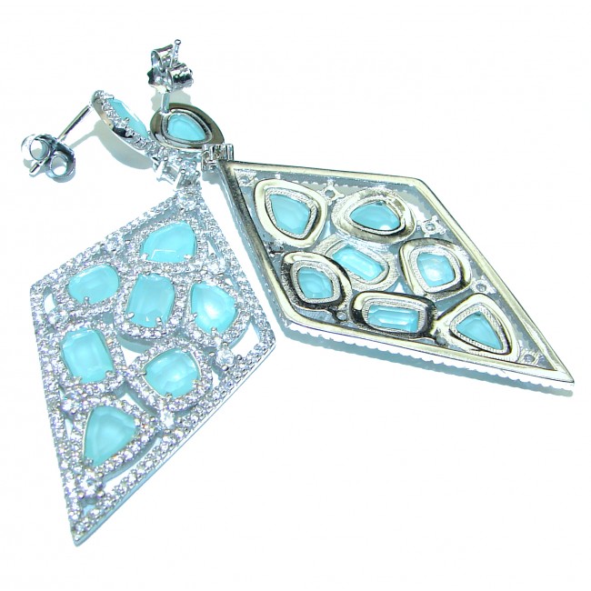 Exclusive Aquamarine .925 Sterling Silver HANDCRAFTED Earrings