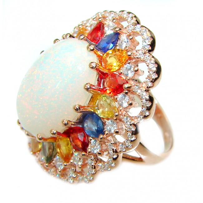 New Universe Genuine 18.5 carat Ethiopian Opal 14K Gold over .925 Sterling Silver handmade Ring size 6 3/4