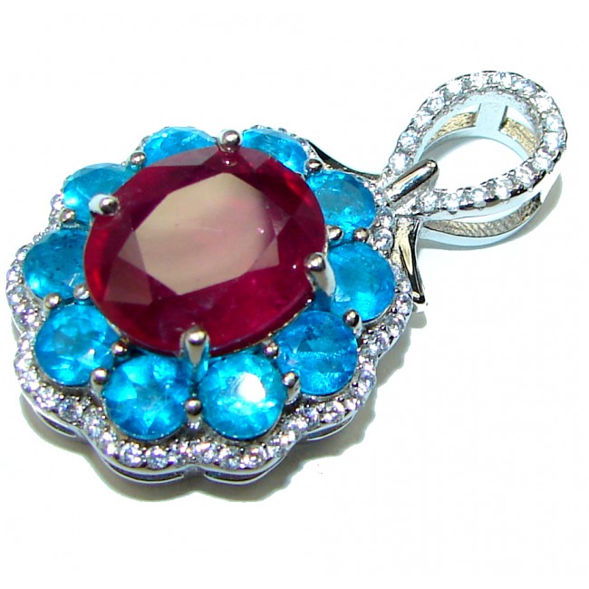 Precious Treasure 15ctw Ruby .925 Sterling Silver handmade Pendant