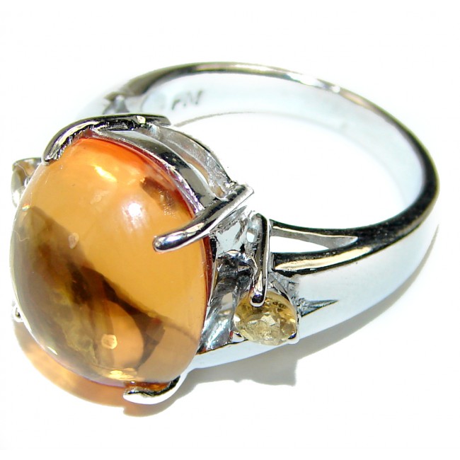 Royal Style Citrine .925 Sterling Silver handmade Ring s. 7