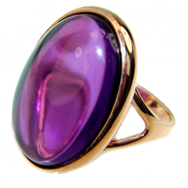 Fabulous Amethyst 14K Rose Gold over .925 Sterling Silver Handcrafted Ring size 8