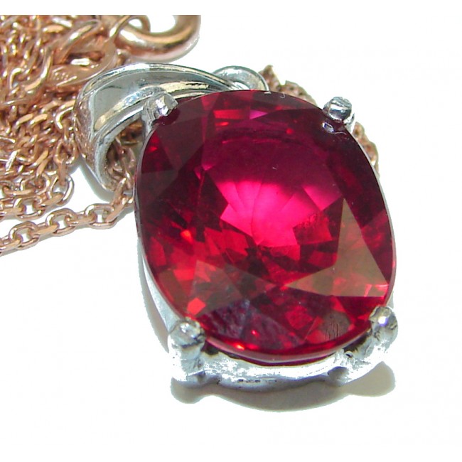 Authentic Electric Red Topaz .925 Sterling Silver handmade Station Necklace