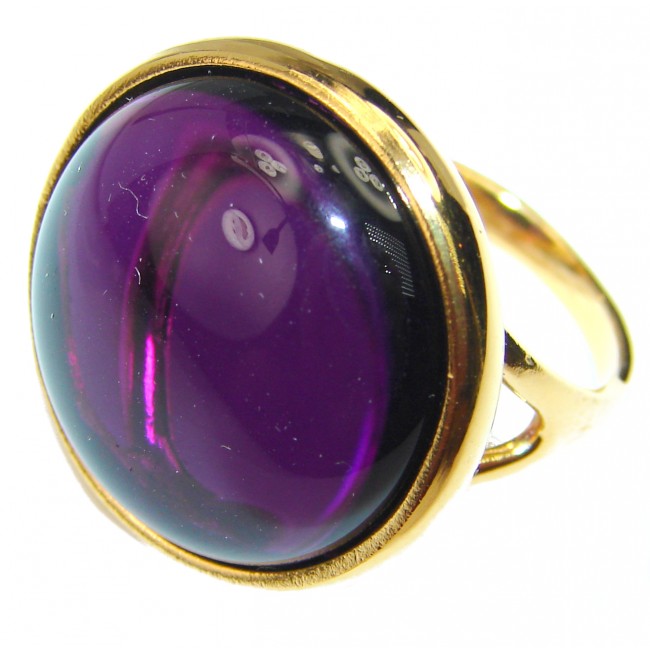 Purple Moon Amethyst 14K Gold over .925 Sterling Silver Handcrafted Ring size 6
