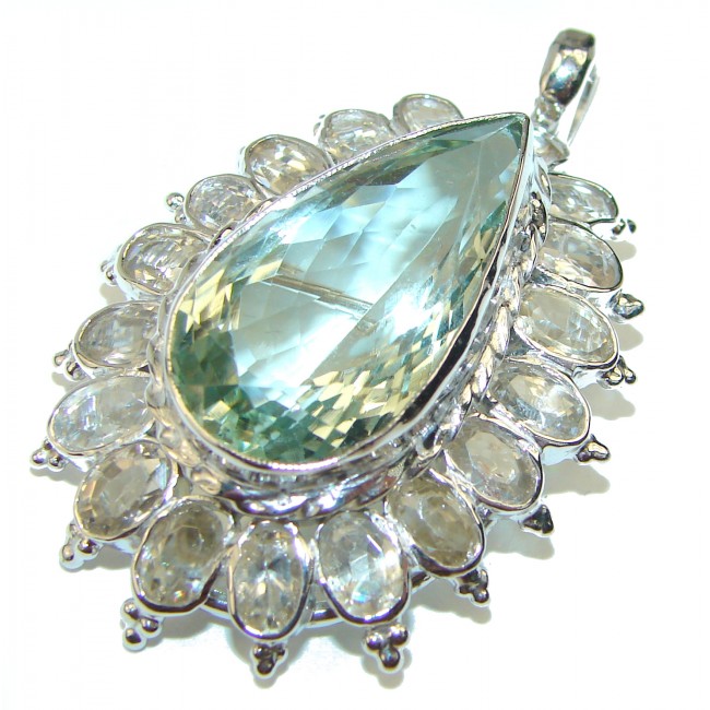 Green Queen Amethyst .925 Sterling Silver handcrafted Pendant Brooch