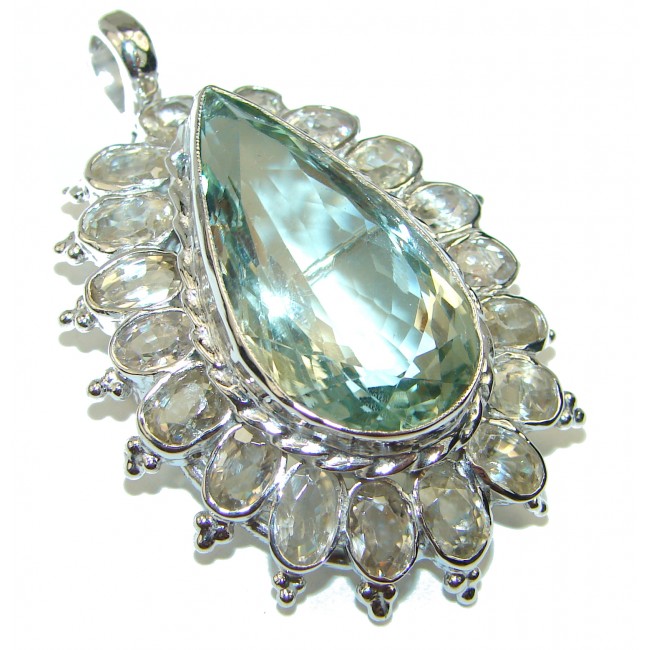 Green Queen Amethyst .925 Sterling Silver handcrafted Pendant Brooch