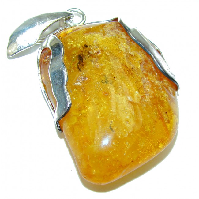 Golden Baltic Amber .925 Sterling Silver handmade pendant