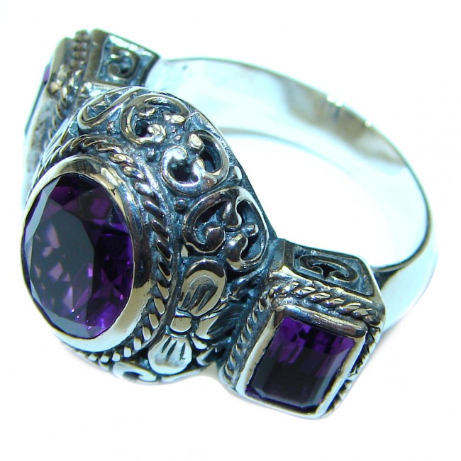 Purple Amethyst .925 Sterling Silver Handcrafted Ring size 7 1/4