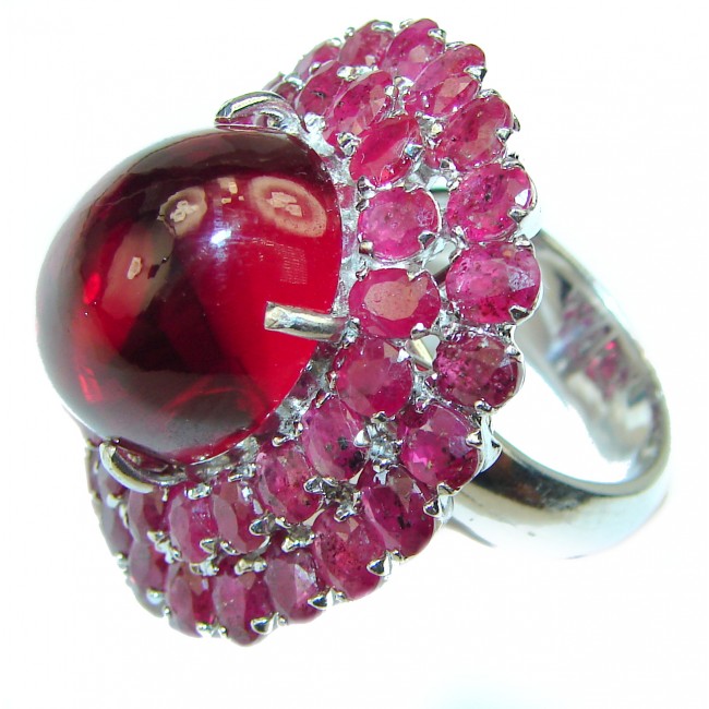 Massive Incredible unique Red Topaz Ruby .925 Sterling Silver handcrafted Cocktail Ring size 8