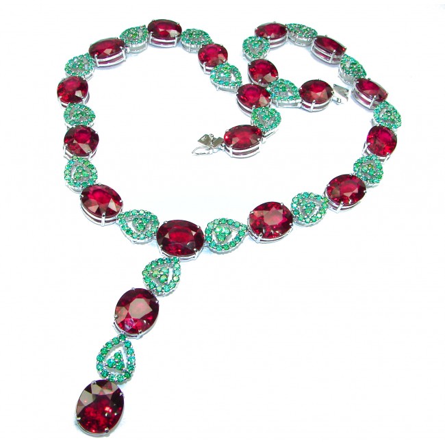 Extravaganza 22 inches long Natural Red Topaz .925 Sterling Silver handcrafted NECKLACE
