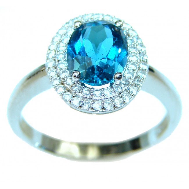 Magic Perfection Swiss Blue Topaz .925 Sterling Silver Ring size 8 1/4