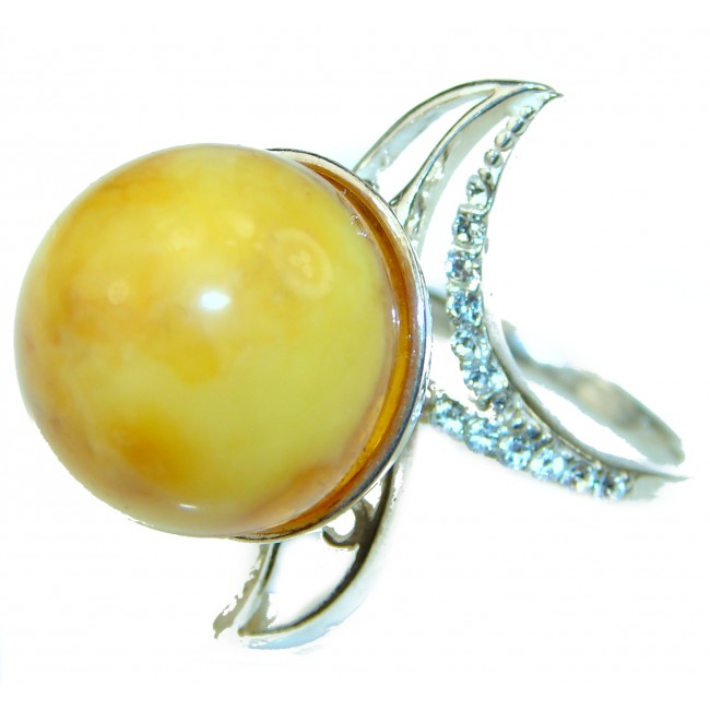 Authentic Baltic Amber .925 Sterling Silver handcrafted ring; s. 7 3/4
