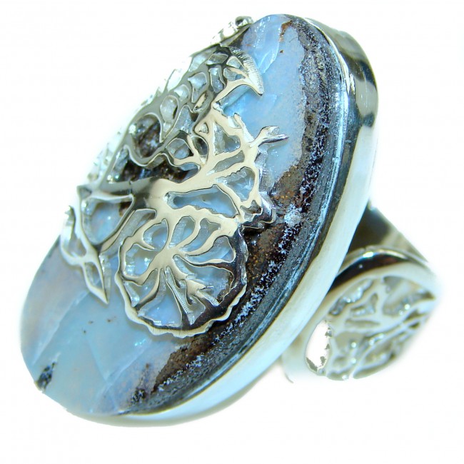Australian Boulder Opal .925 Sterling Silver handcrafted ring size 7 adjustable