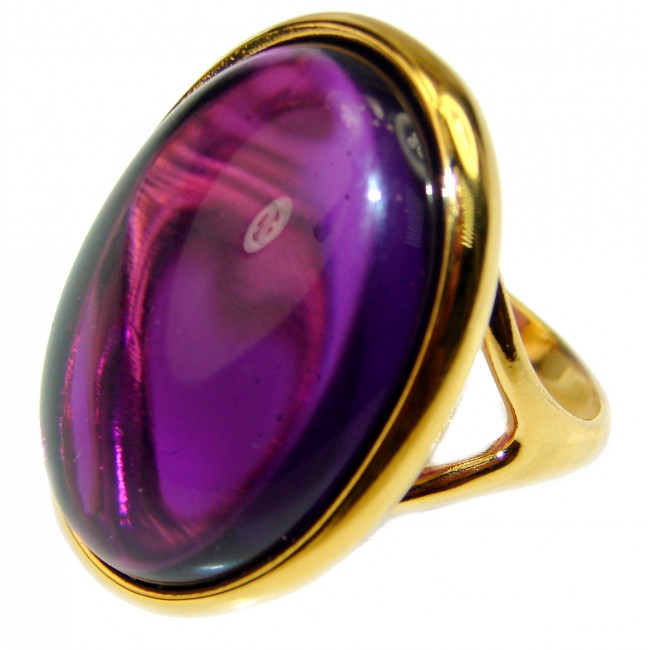 Fabulous Amethyst 14K yellow Gold over .925 Sterling Silver Handcrafted Ring size 6 1/4