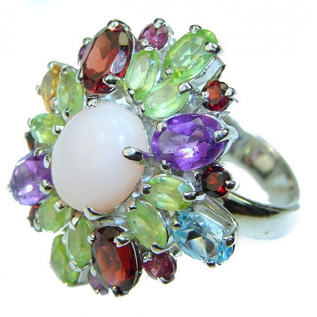 Marvelous Pink Opal .925 Sterling Silver handcrafted ring size 7 1/2