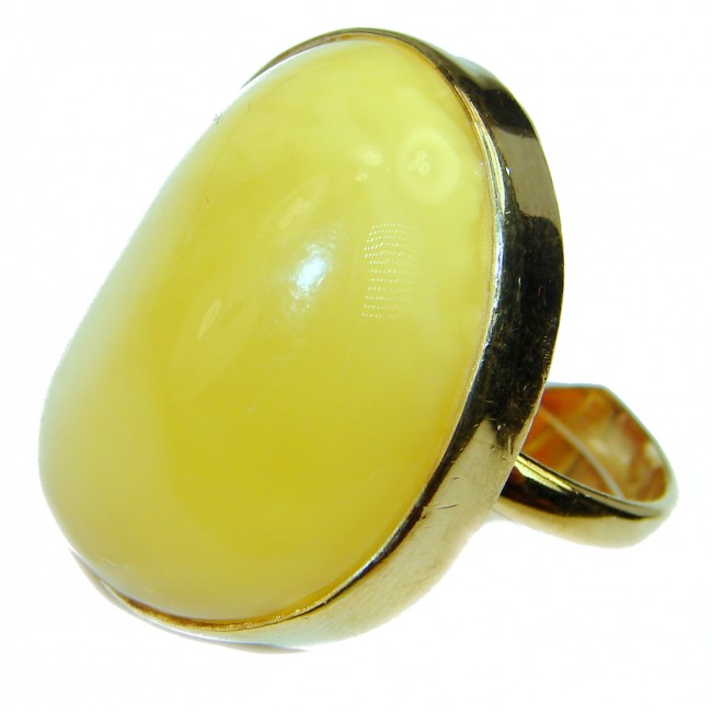 Authentic Baltic Amber 14K Gold over .925 Sterling Silver handcrafted ring; s. 9 adjustable