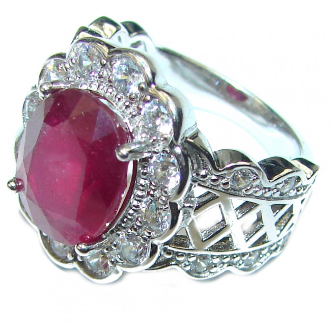 Fancy Authentic Ruby .925 Sterling Silver Ring size 6