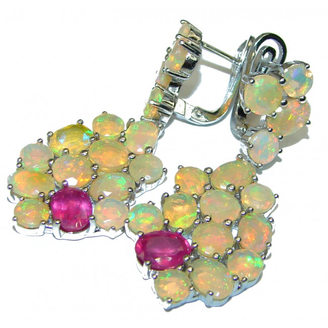Mesmerizing Ruby Ethiopian Opal .925 Sterling Silver handcrafted earrings