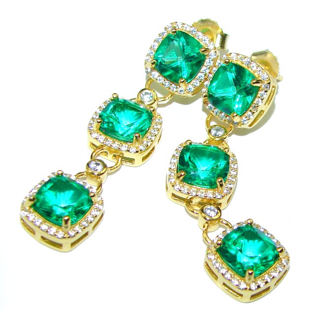 Juicy Green Topaz 14K Gold over .925 Sterling Silver handcrafted incredible earrings