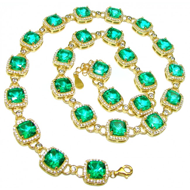 Juicy Green Topaz 14K Gold over .925 Sterling Silver handcrafted incredible necklace