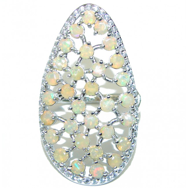 INCREDIBLE BEAUTY Genuine 12.5 carat Ethiopian Opal .925 Sterling Silver handmade Ring size 8 3/4
