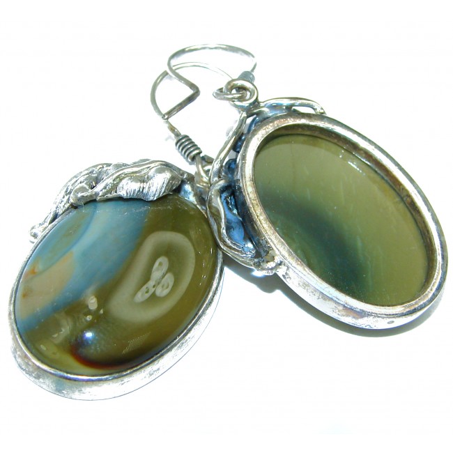 Unique Bohemian Style Agate .925 Sterling Silver handcrafted Earrings