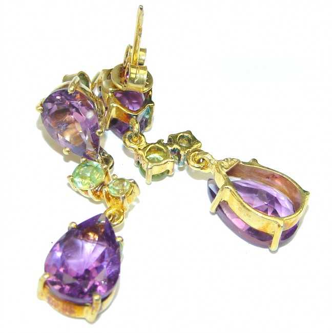Amazing authentic Amethyst 14K Gold over .925 Sterling Silver earrings