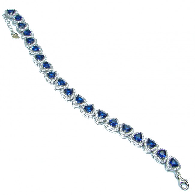 Authentic deep Blue Sapphire .925 Sterling Silver handcrafted Bracelet