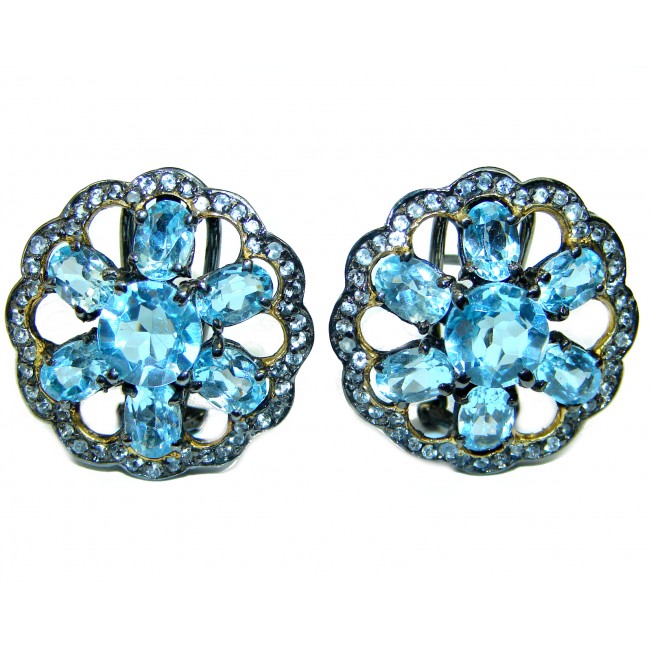 Genuine Swiss Blue Topaz .925 Sterling Silver handcrafted earrings