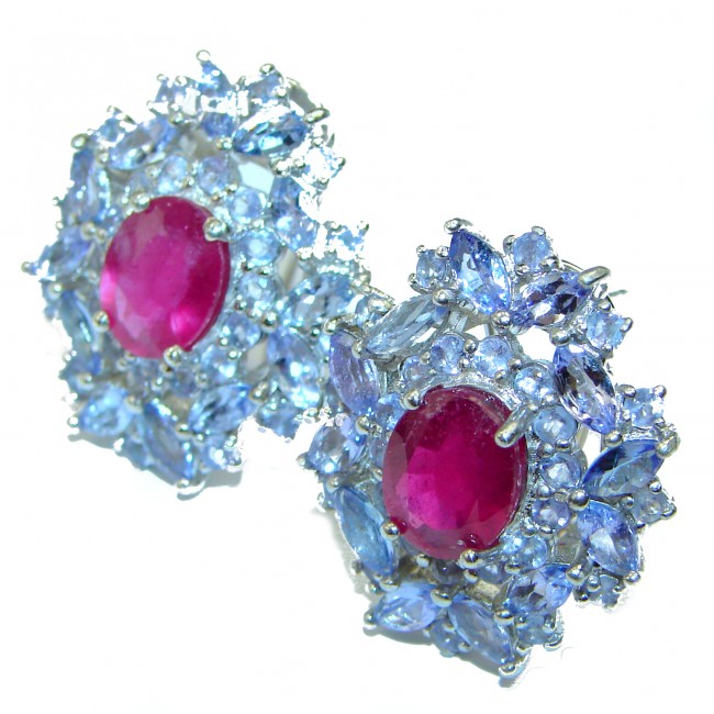 Spectacular Ruby Tanzanite .925 Sterling Silver handcrafted earrings