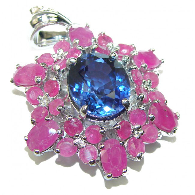 Maryam London Blue Topaz Ruby .925 Sterling Silver handmade pendant