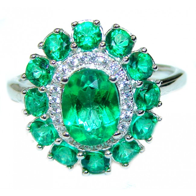 Green Dream 8.5 carat Topaz .925 Silver handcrafted Cocktail Ring s. 7