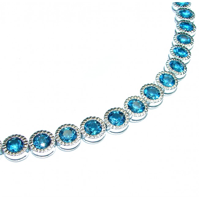 14.80 Carat Genuine Blue Topaz Sterling Silver Bracelet | QB887BT-SSR |  QuintessenceJewelry