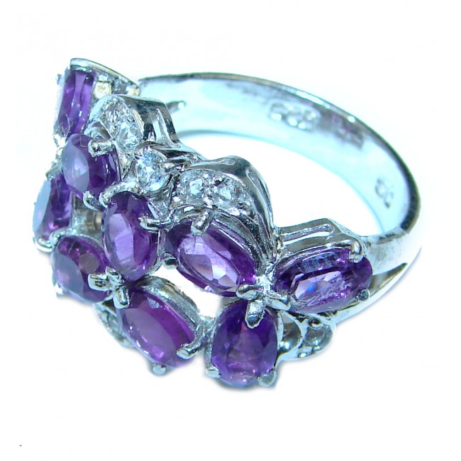 Spectacular genuine Amethyst .925 Sterling Silver Handcrafted Ring size 8 1/4