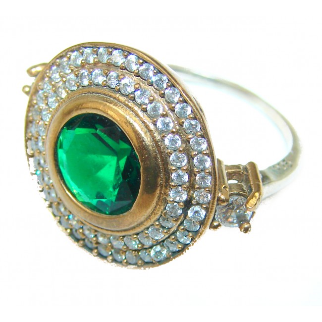 created Emerald .925 Sterling Silver handcrafted Ring size 8