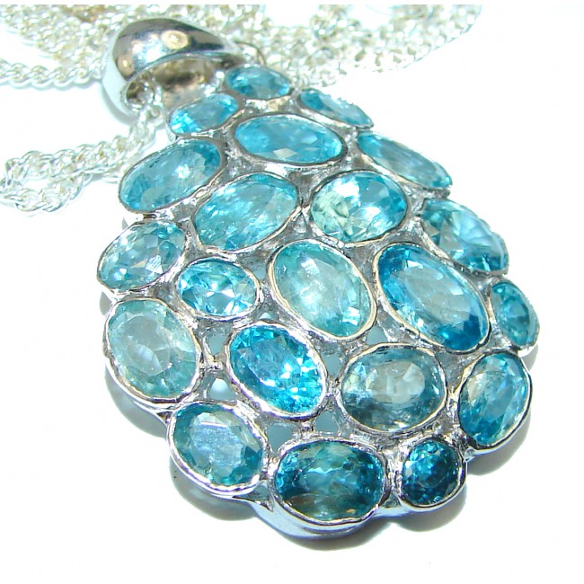 20 inches Swiss Blue Topaz .925 Sterling Silver Station necklace