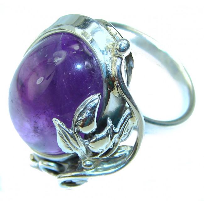 Purple Romance Amethyst .925 Sterling Silver Handcrafted Ring size 8 adjustable