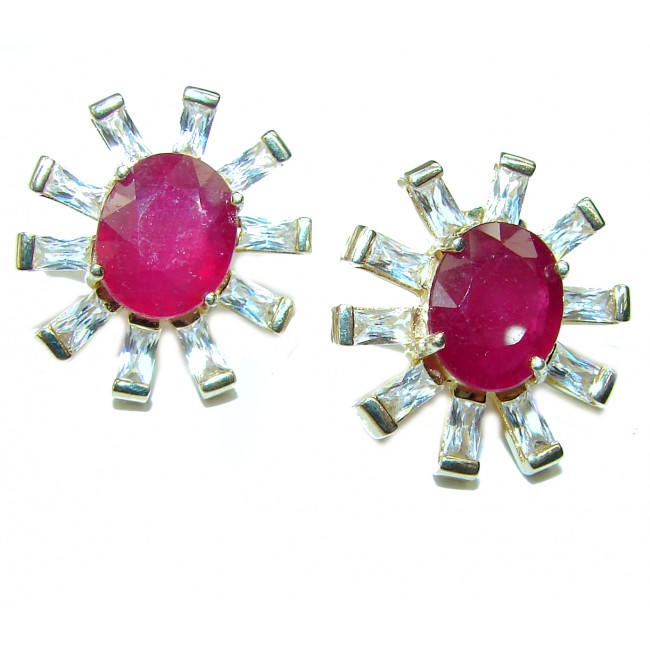 True Passion authentic Ruby 14K Gold over .925 Sterling Silver handcrafted earrings