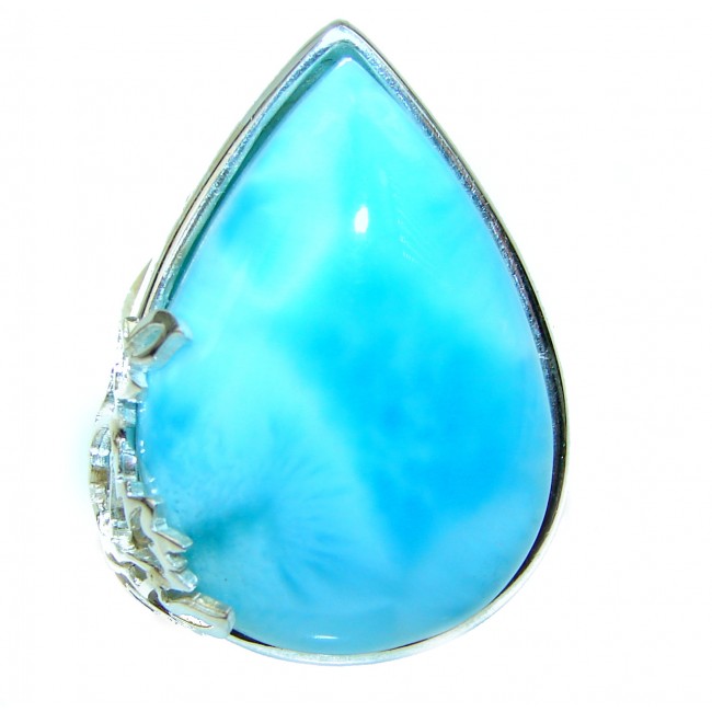 Precious authentic Blue Larimar .925 Sterling Silver handmade ring size 7