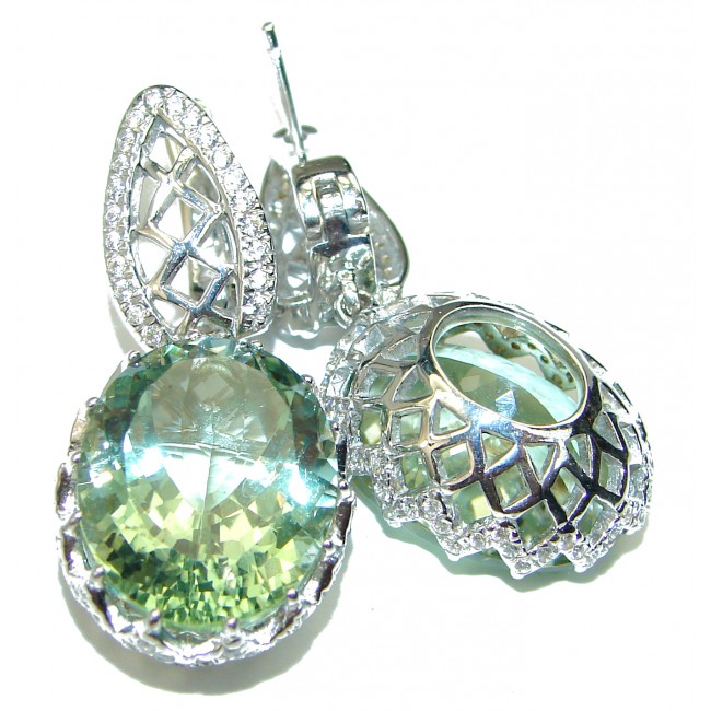 Amazing authentic Green Amethyst .925 Sterling Silver earrings