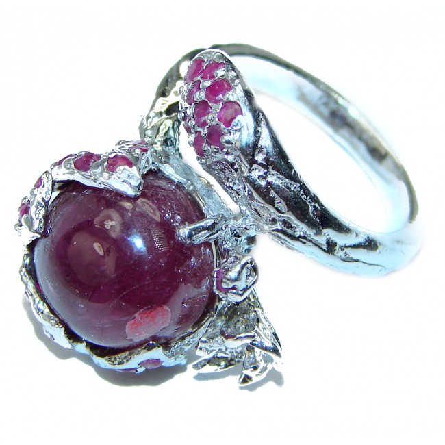 Great quality unique design Ruby .925 Sterling Silver handcrafted Ring size 8