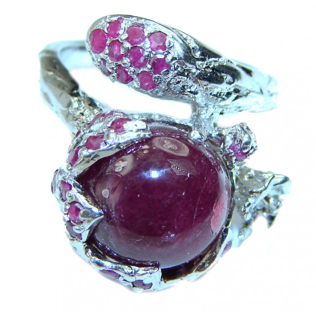 Great quality unique design Ruby .925 Sterling Silver handcrafted Ring size 8