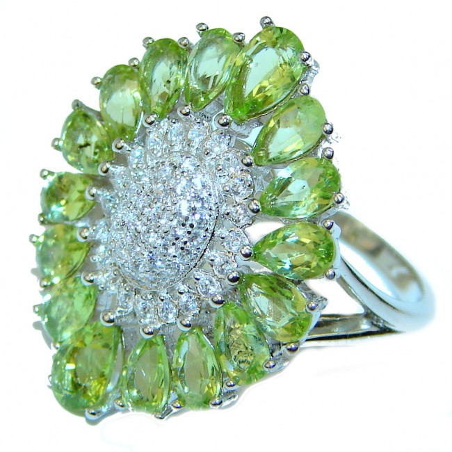 Green Power Peridot .925 Sterling Silver ring s. 6 1/4