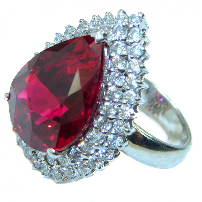 Huge Red Power Red Topaz .925 Sterling Silver handcrafted Ring size 7