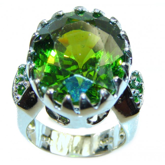 Earth Treasure Green Amethyst .925 Sterling Silver handcrafted ring size 5 3/4