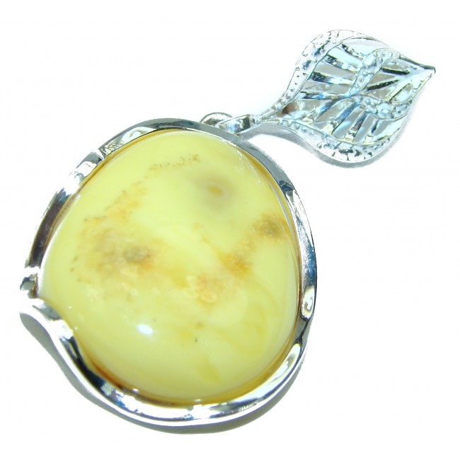 Golden Buttescotch Baltic Amber .925 Sterling Silver handmade pendant