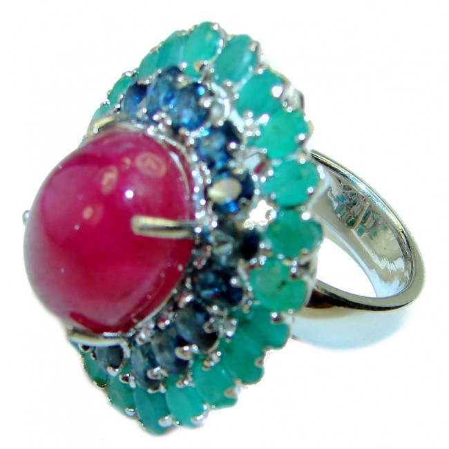 Great quality unique Ruby .925 Sterling Silver handcrafted Statement Ring size 5 3/4