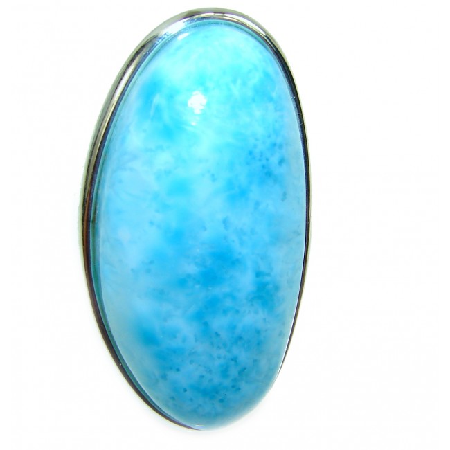 Precious authentic Blue Larimar .925 Sterling Silver handmade ring size 8 1/4