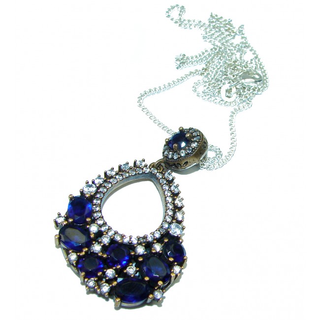 Scarlet Authentic Sapphire .925 Sterling Silver handmade Necklace