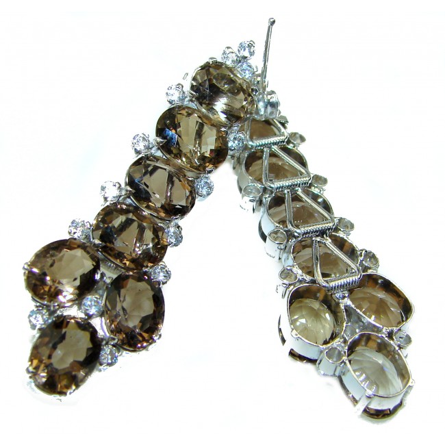 Luxurious Style Smoky Topaz .925 Sterling Silver handmade Earrings